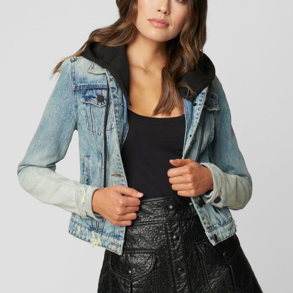 NWT Blank NYC Casual Encounter Hooded Jean Jacket